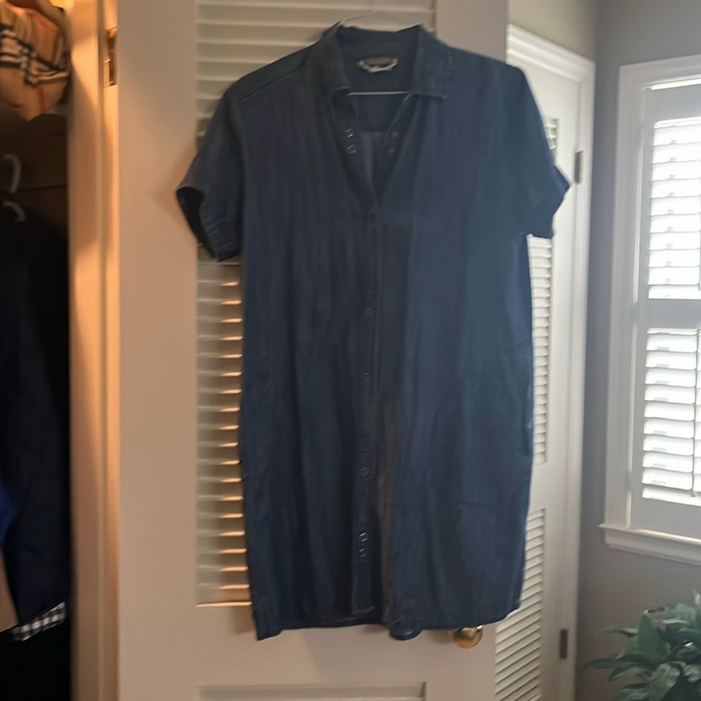 Lilla P boutique denim chambray tencel a line dress L